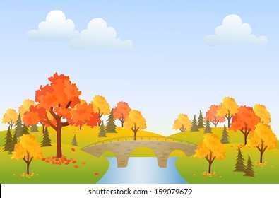 Autumn park background vector illustration