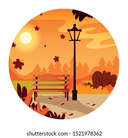 Autumn park design, season nature ornament garden decoration and botany theme Vector illustration