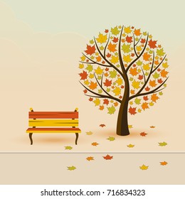 Similar Images, Stock Photos & Vectors of Bench Under Autumn Tree