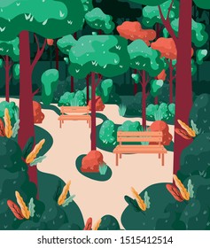 autumn park scene seasonal icon