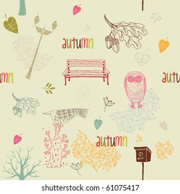 autumn park seamless pattern