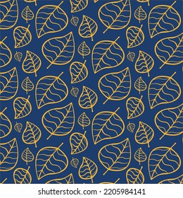 Autumn patern on a blue background. Pattern for wrapping paper, textile