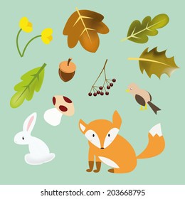 Autumn Pattern with Animals