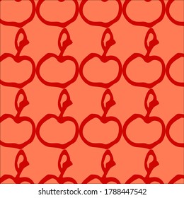 Autumn pattern with apples. Pink background. Can be used for postcard design, textiles, etc. Seasonal design.