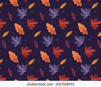 Autumn pattern background with leaves design
