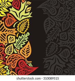 Autumn pattern background leaves vector illustration