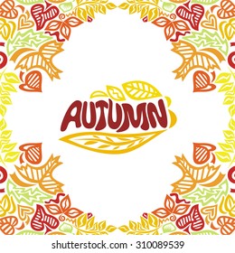 Autumn pattern background leaves vector illustration
