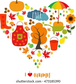 Autumn pattern, background. Set design element, vector illustration
