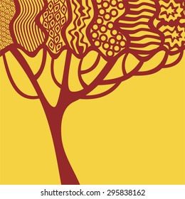 Autumn pattern background with tree vector illustration