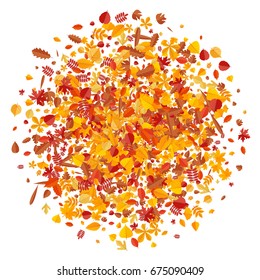 Autumn pattern with bright tree leaves. Cartoon vector illustration.
