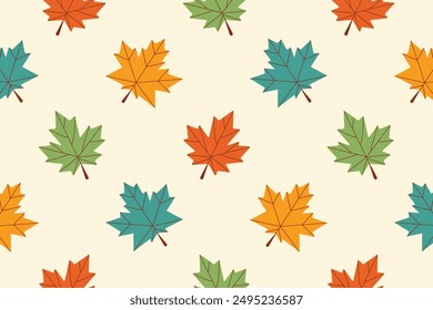 Patrón de otoño con hojas de colores. Ilustración vectorial.