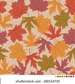 Autumn pattern with colorful Maple leaves background