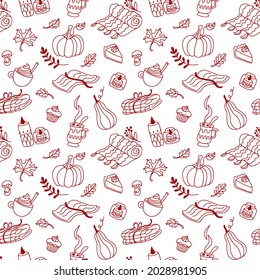 Autumn pattern, cozy autumn atmosphere, seammles pattern, vector