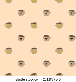 autumn pattern with cups on beige