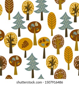 Autumn pattern. Cute forest decoration