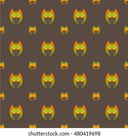 Autumn pattern with cute owls