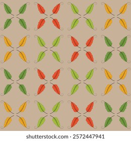 Autumn Pattern Design: Seamless Multicolored Leaves for Textile, Fabric, Wallpaper, Wrapping Paper, Home Decor, Digital Prints, Seasonal Art, Botanical Floral Nature-Inspired Fall Colors Pattern.