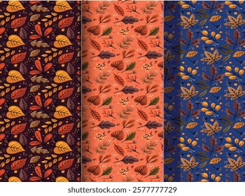 autumn pattern design set, vector file