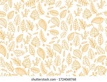 Autumn pattern design with simple tropical leaves. seamless pattern design