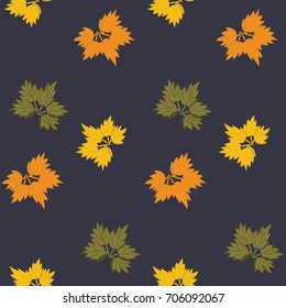 Autumn pattern - falling yellow green leaves - art creative vector