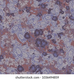 Autumn Pattern. Floral Texture for Textile, Fabric, Wallpaper. Small Flowers in Retro Colors.