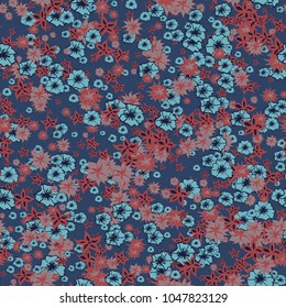 Autumn Pattern. Floral Texture for Textile, Fabric, Wallpaper. Small Flowers in Retro Colors.
