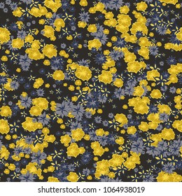 Autumn Pattern. Floral Texture for Textile, Fabric, Wallpaper. Small Flowers in Retro Colors.