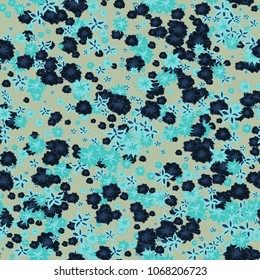 Autumn Pattern. Floral Texture for Textile, Fabric, Wallpaper. Small Flowers in Retro Colors.