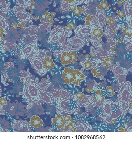 Autumn Pattern. Floral Texture for Textile, Fabric, Wallpaper. Small Flowers in Retro Colors.