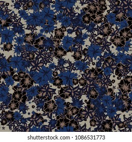 Autumn Pattern. Floral Texture for Textile, Fabric, Wallpaper. Small Flowers in Retro Colors.