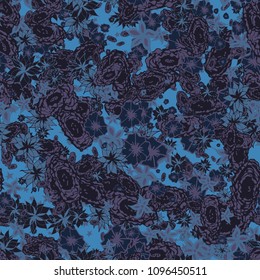 Autumn Pattern. Floral Texture for Textile, Fabric, Wallpaper. Small Flowers in Retro Colors.