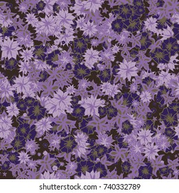 Autumn Pattern. Floral Texture for Textile, Fabric, Wallpaper. Small Flowers in Retro Colors.
