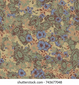 Autumn Pattern. Floral Texture for Textile, Fabric, Wallpaper. Small Flowers in Retro Colors.