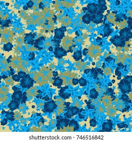 Autumn Pattern. Floral Texture for Textile, Fabric, Wallpaper. Small Flowers in Retro Colors.