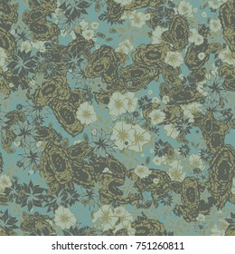Autumn Pattern. Floral Texture for Textile, Fabric, Wallpaper. Small Flowers in Retro Colors.