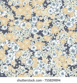 Autumn Pattern. Floral Texture for Textile, Fabric, Wallpaper. Small Flowers in Retro Colors.