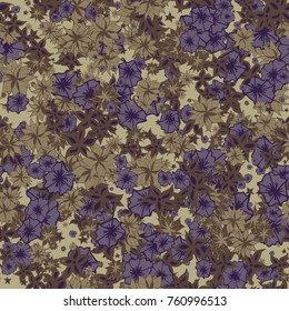 Autumn Pattern. Floral Texture for Textile, Fabric, Wallpaper. Small Flowers in Retro Colors.