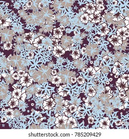 Autumn Pattern. Floral Texture for Textile, Fabric, Wallpaper. Small Flowers in Retro Colors.