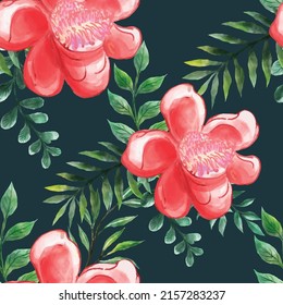 Autumn pattern Flowers  with Leaf  design illustration 