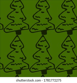 Patrón otoñal con bosque. Fondo verde. Se puede utilizar para el diseño de postales, textiles, etc. de temporada.