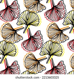 Autumn pattern with Ginkgo biloba leaves background