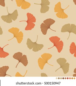 Autumn pattern with Ginkgo biloba leaves background