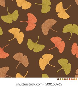 Autumn pattern with Ginkgo biloba leaves background
