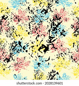 Autumn pattern. imprint watercolor pattern of leaves. Mixed media artwork for textiles, fabrics, souvenirs, packaging and greeting cards. Endless motif for textile decor and design.