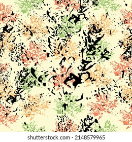 Autumn pattern. imprint watercolor pattern of leaves. Mixed media artwork for textiles, fabrics, souvenirs, packaging and greeting cards. Beautiful seamless texture background imprint.