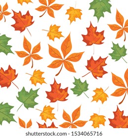 autumn pattern with leafs nature vector illustration design