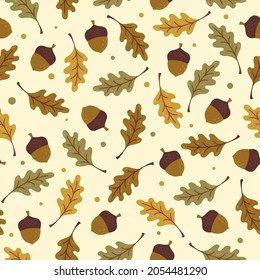 Autumn Pattern With Leaves And Acrons