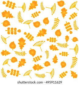Autumn pattern with leaves. Color vector background.