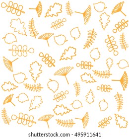 Autumn pattern with leaves. Color vector background.