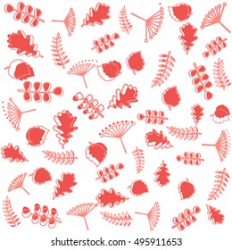 Autumn pattern with leaves. Color vector background.